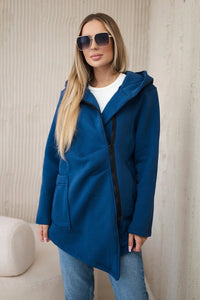 Long insulated hoodie with zipper 9306 / – Blue cornflower цвет / color | Lexline Fashion