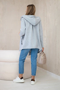 Long insulated hoodie with zipper 9306 / – Gray цвет / color | Lexline Fashion