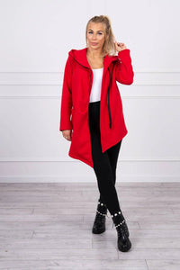 Long insulated hoodie with zipper 9306 / – Red цвет / color | Lexline Fashion
