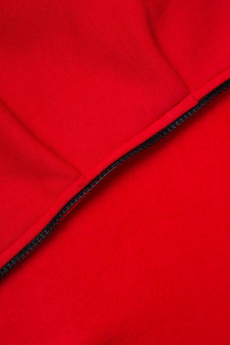 Long insulated hoodie with zipper 9306 / – Red цвет / color | Lexline Fashion