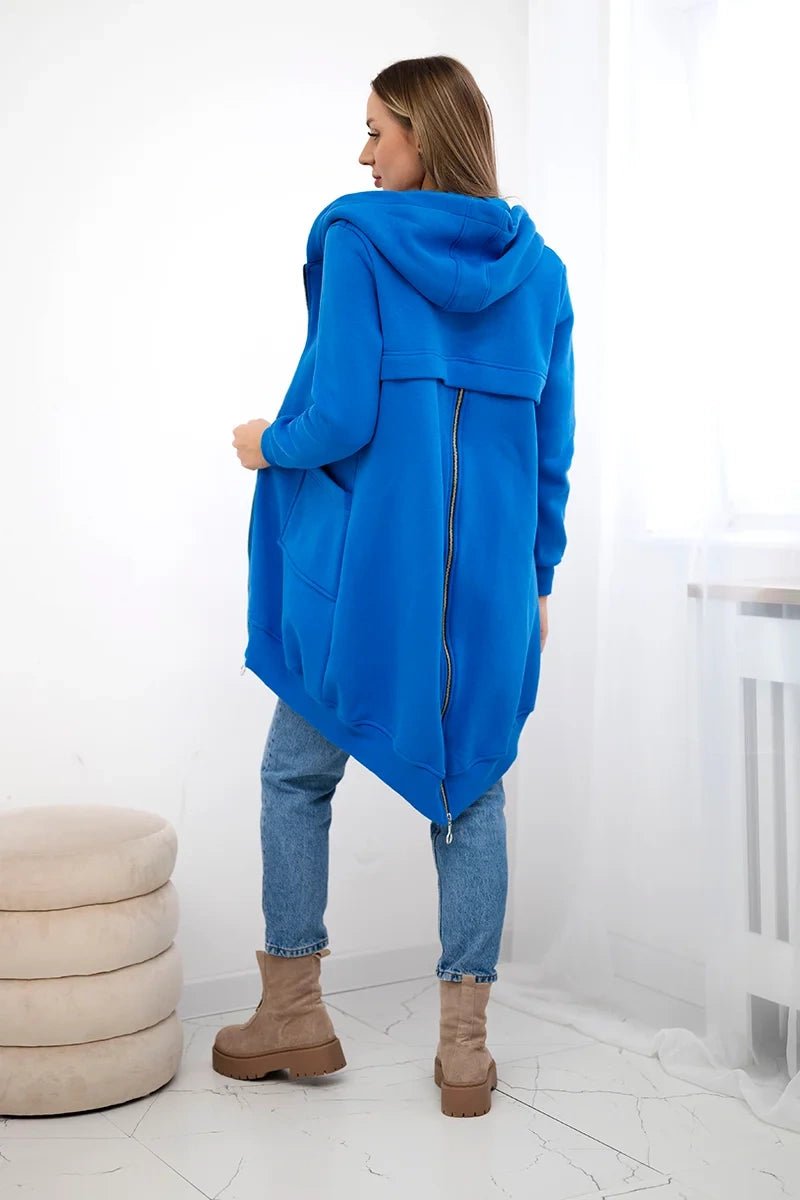 Long insulated hoodie with zipper 9312 / – Blue cornflower цвет / color | Lexline Fashion
