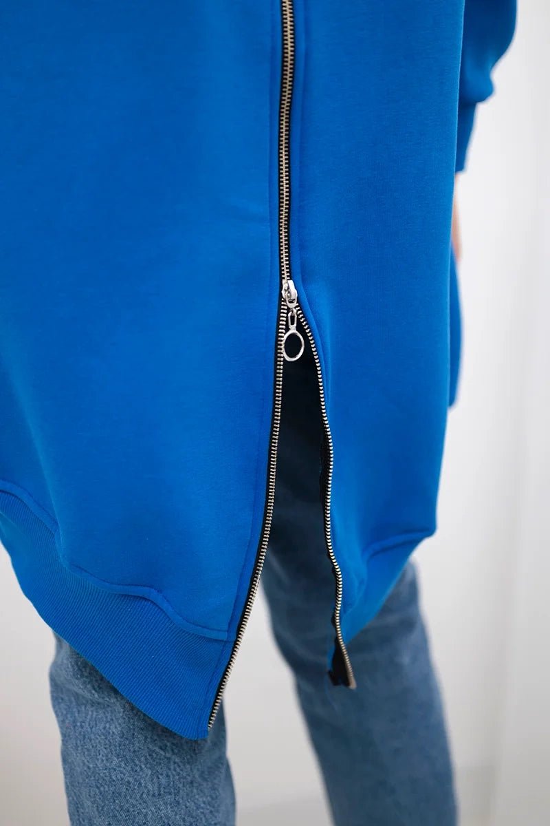 Long insulated hoodie with zipper 9312 / – Blue cornflower цвет / color | Lexline Fashion
