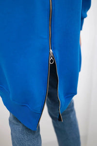 Long insulated hoodie with zipper 9312 / – Blue cornflower цвет / color | Lexline Fashion