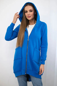 Long insulated hoodie with zipper 9312 / – Blue cornflower цвет / color | Lexline Fashion