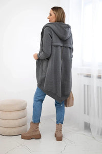 Long insulated hoodie with zipper 9312 / – Graphite цвет / color | Lexline Fashion