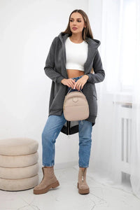 Long insulated hoodie with zipper 9312 / – Graphite цвет / color | Lexline Fashion