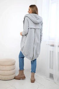 Long insulated hoodie with zipper 9312 / – Gray цвет / color | Lexline Fashion