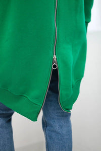 Long insulated hoodie with zipper 9312 / – Green цвет / color | Lexline Fashion