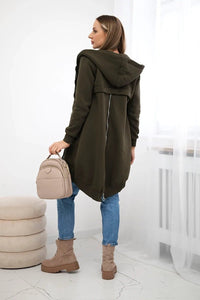 Long insulated hoodie with zipper 9312 / – Khaki цвет / color | Lexline Fashion