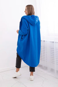 Long insulated hoodie with zipper 9313 / – Blue cornflower цвет / color | Lexline Fashion