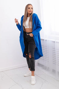 Long insulated hoodie with zipper 9313 / – Blue cornflower цвет / color | Lexline Fashion