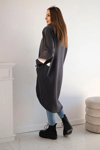 Long insulated hoodie with zipper 9313 / – Graphite цвет / color | Lexline Fashion