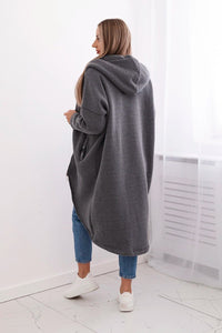 Long insulated hoodie with zipper 9313 / – Graphite || Melange цвет / color | Lexline Fashion