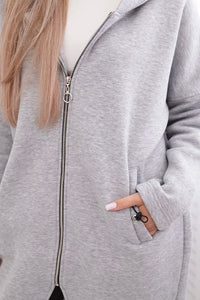 Long insulated hoodie with zipper 9313 / – Gray цвет / color | Lexline Fashion