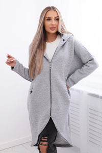 Long insulated hoodie with zipper 9313 / – Gray цвет / color | Lexline Fashion