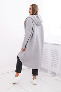 Long insulated hoodie with zipper 9313 / – Gray цвет / color | Lexline Fashion