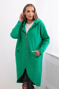 Long insulated hoodie with zipper 9313 / – Green цвет / color | Lexline Fashion