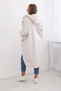 Long insulated hoodie with zipper 9313 / – Melange || Beige цвет / color | Lexline Fashion