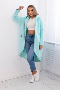 Long insulated hoodie with zipper 9313 / – Mint цвет / color | Lexline Fashion