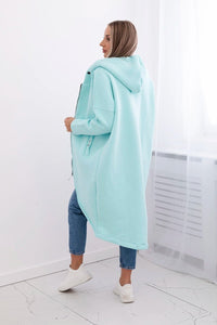 Long insulated hoodie with zipper 9313 / – Mint цвет / color | Lexline Fashion