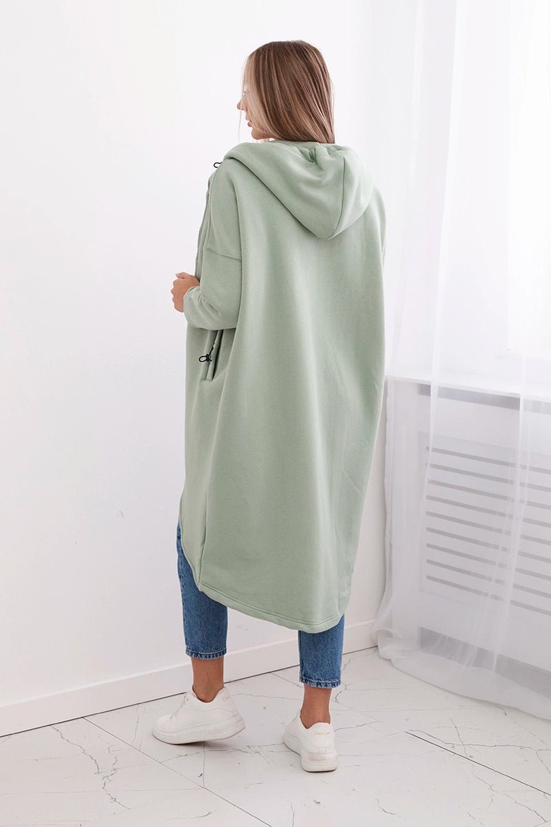 Long insulated hoodie with zipper 9313 / – Mint || Dark цвет / color | Lexline Fashion