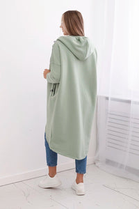 Long insulated hoodie with zipper 9313 / – Mint || Dark цвет / color | Lexline Fashion