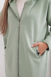 Long insulated hoodie with zipper 9313 / – Mint || Dark цвет / color | Lexline Fashion