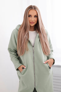 Long insulated hoodie with zipper 9313 / – Mint || Dark цвет / color | Lexline Fashion