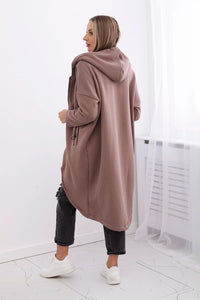 Long insulated hoodie with zipper 9313 / – Mocca цвет / color | Lexline Fashion
