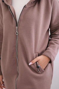 Long insulated hoodie with zipper 9313 / – Mocca цвет / color | Lexline Fashion
