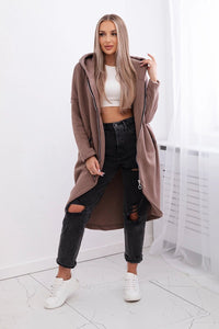 Long insulated hoodie with zipper 9313 / – Mocca цвет / color | Lexline Fashion