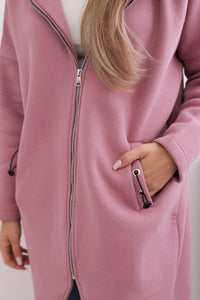 Long insulated hoodie with zipper 9313 / – Pink || Dark цвет / color | Lexline Fashion