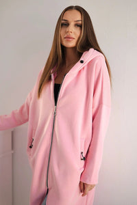 Long insulated hoodie with zipper 9313 / – Pink || Light цвет / color | Lexline Fashion