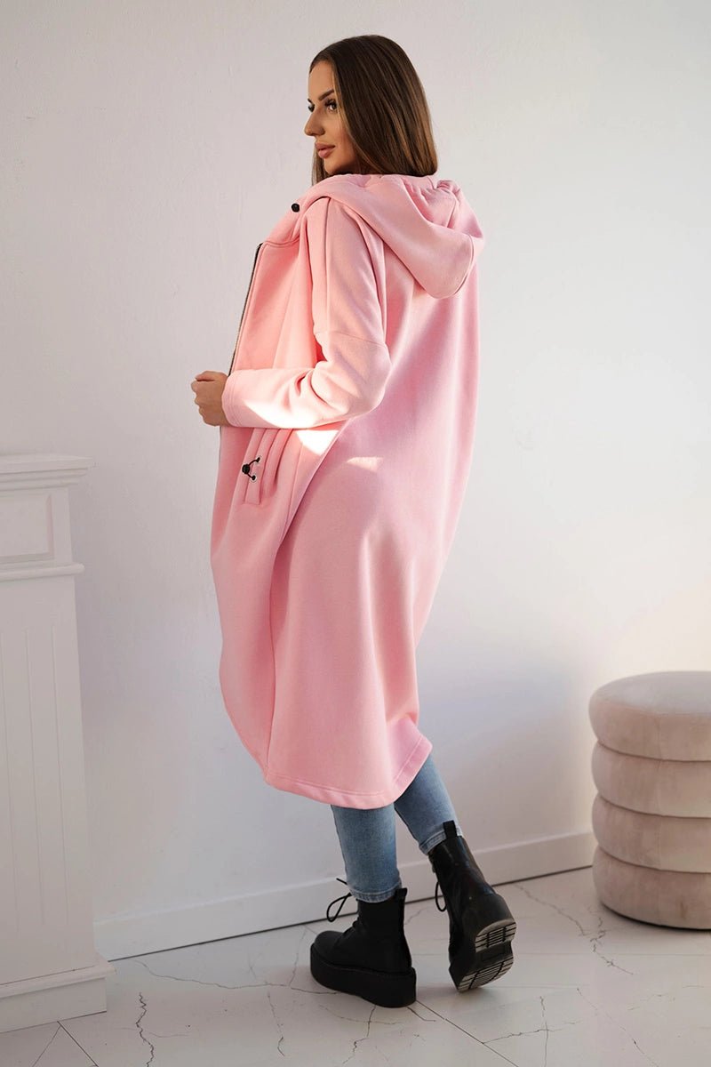 Long insulated hoodie with zipper 9313 / – Pink || Light цвет / color | Lexline Fashion