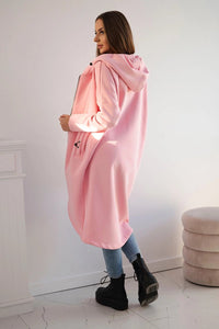 Long insulated hoodie with zipper 9313 / – Pink || Light цвет / color | Lexline Fashion
