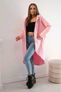 Long insulated hoodie with zipper 9313 / – Pink || Light цвет / color | Lexline Fashion