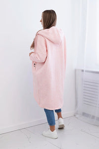 Long insulated hoodie with zipper 9313 / – Powder || Melange цвет / color | Lexline Fashion