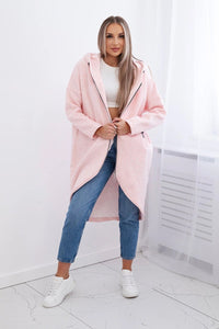 Long insulated hoodie with zipper 9313 / – Powder || Melange цвет / color | Lexline Fashion