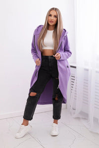 Long insulated hoodie with zipper 9313 / – Purple цвет / color | Lexline Fashion