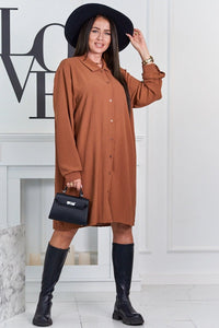 Long shirt with viscose 59100 - 25 / – Camel цвет / color | Lexline Fashion