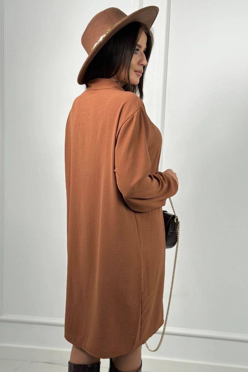 Long shirt with viscose 59100 - 25 / – Camel цвет / color | Lexline Fashion
