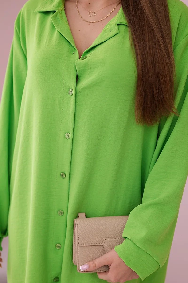 Long shirt with viscose 59100 - 25 / – Green || Light цвет / color | Lexline Fashion