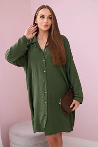 Long shirt with viscose 59100 - 25 / – Khaki цвет / color | Lexline Fashion