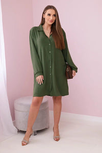 Long shirt with viscose 59100 - 25 / – Khaki цвет / color | Lexline Fashion
