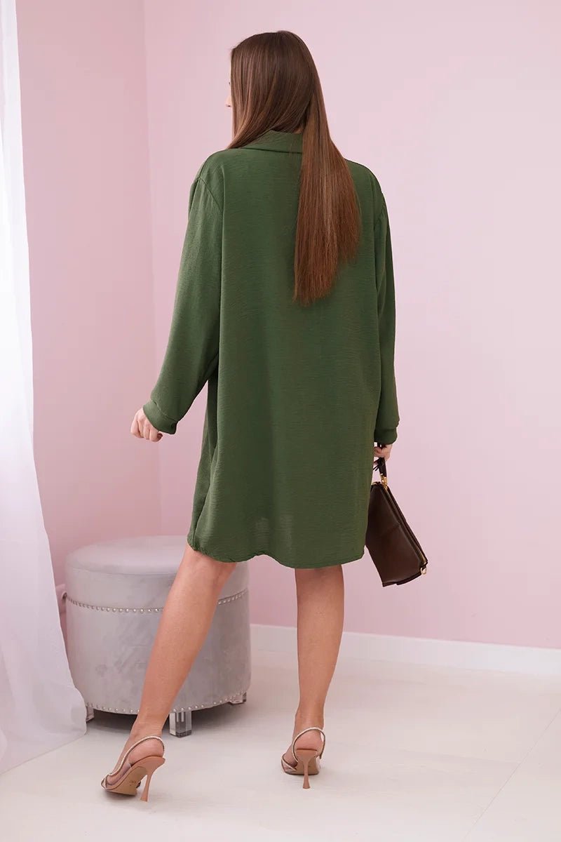 Long shirt with viscose 59100 - 25 / – Khaki цвет / color | Lexline Fashion