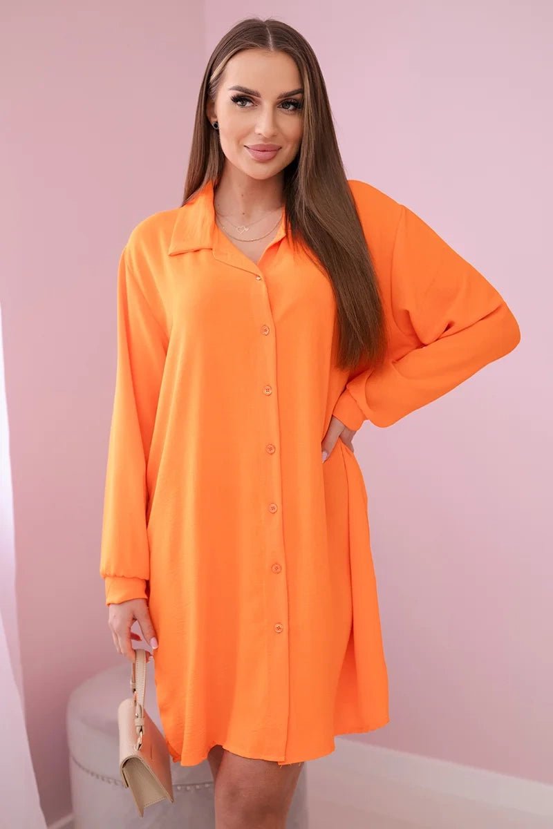 Long shirt with viscose 59100 - 25 / – Orange цвет / color | Lexline Fashion