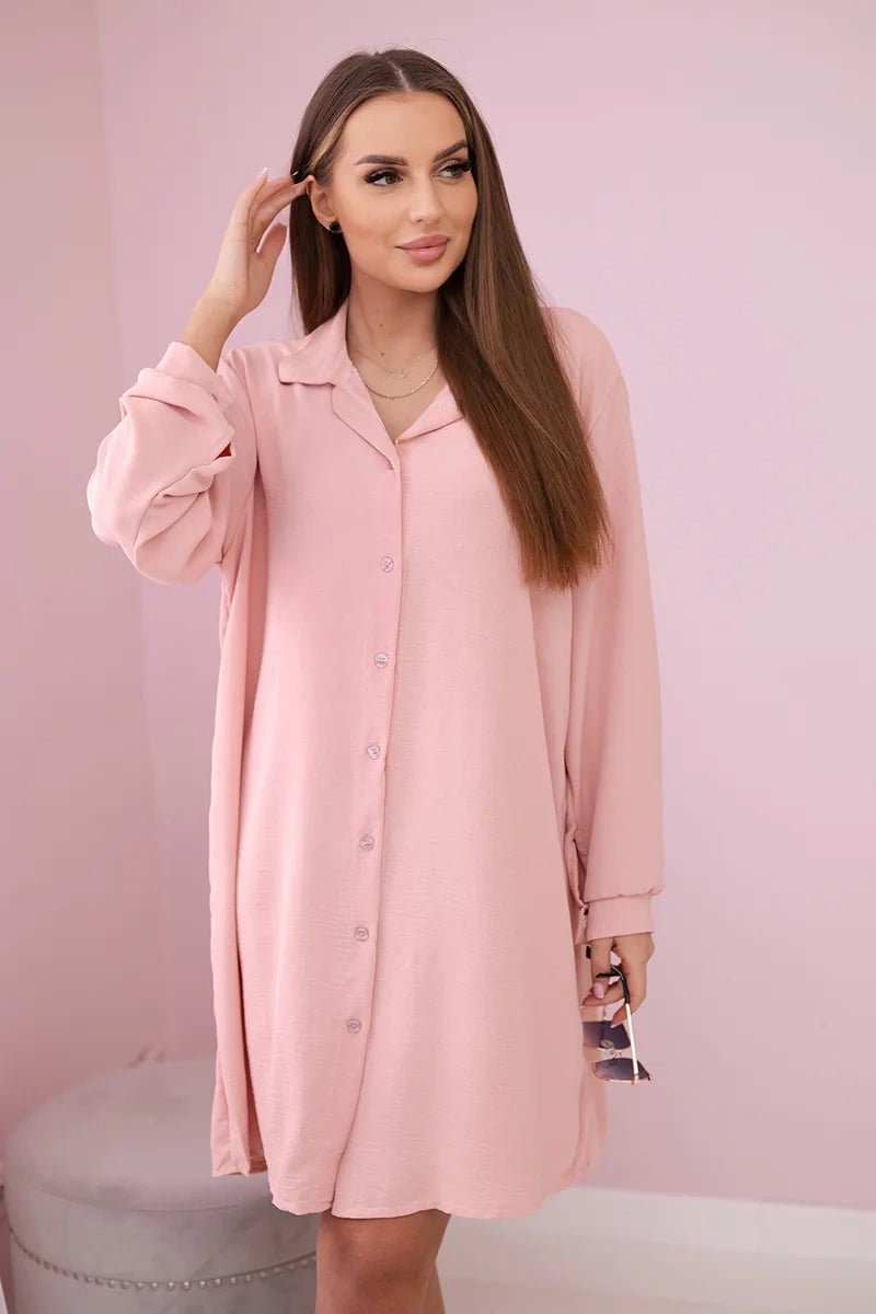 Long shirt with viscose 59100 - 25 / – Powder цвет / color | Lexline Fashion