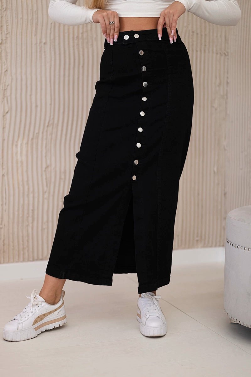 Long skirt with buttons TR205 / – Black цвет / color | Lexline Fashion
