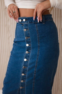 Long skirt with buttons TR205 / – Dark || jeans цвет / color | Lexline Fashion