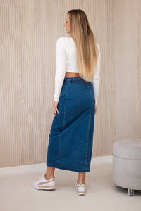 Long skirt with buttons TR205 / – Dark || jeans цвет / color | Lexline Fashion